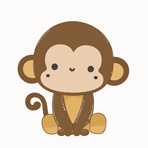 cute monkey kawaii style, simple, vector, high resolution, minimalistic, white background