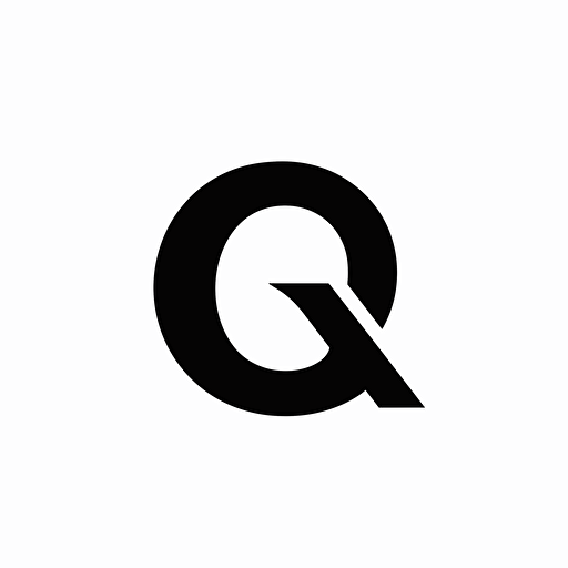 Bold & modern iconic logo of letter 'Q' for Quotela , black vector on white background