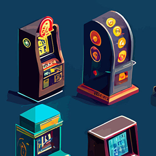 Many slot machines, vector art