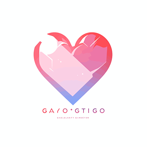 ARTG, simple heart shape logo in one color and wordmark inside, 2D flat simple logo, light color, vector, cute, illustrate