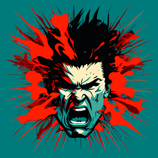 vector of an angry face with an exploding head on a contrasting background