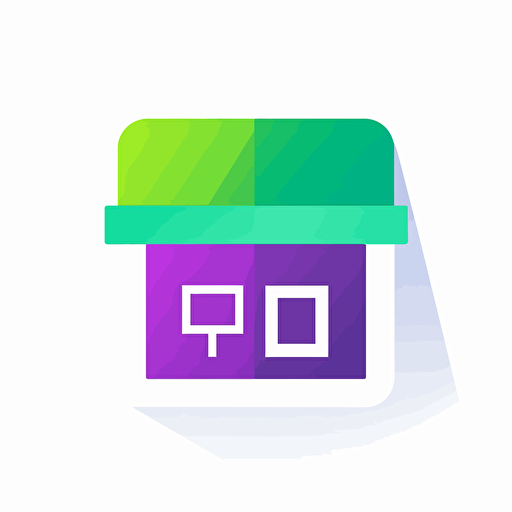 simple logo for windows store,green and violet, vector logo, flat design, white back ground, minimal, logo style