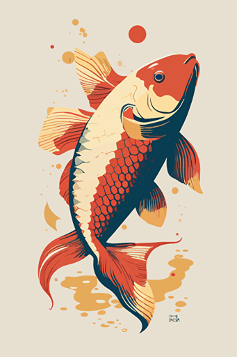 carp koi, vector illustration, minimalist, flat, 2d,