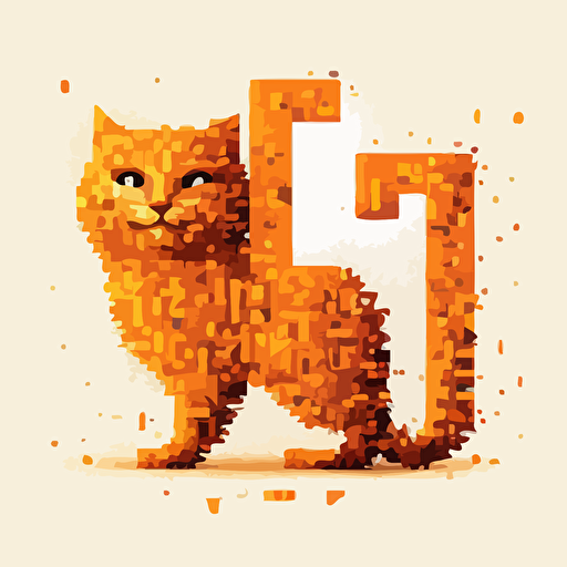 Vector illustration, incorporating the initials "L" and "H" into the design, both letters needed to be represented, and I also wanted the logo to depict our shared orange cat. A pixelated style is preferred. Make sure the cats and letters are clearly visible and the overall design is simple and elegant.