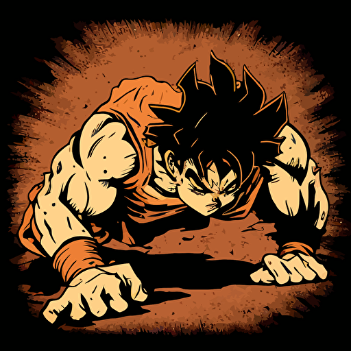 draw songoku doing push-ups, vector style