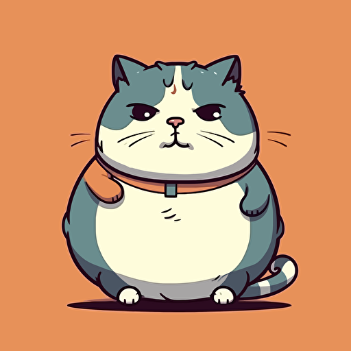 cute cat standing like human fat short vector art