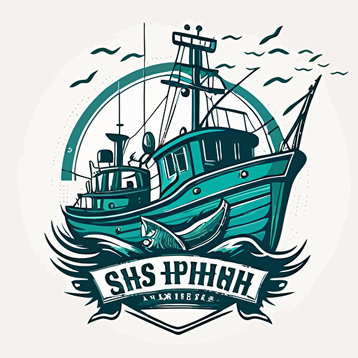 design fishing ship logo simple vector