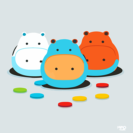 hungr yhungry hippos, vector image, white basckground, minimalist