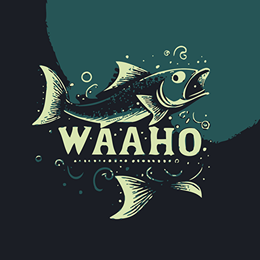 Design a logo for "WAHOO", minimalist, simple, fashionable, bright, vector, including a surprised expression, no fish element, only two color