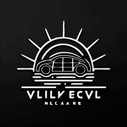 a very simple black line vector logo for a car company that makes solar powered vehicles