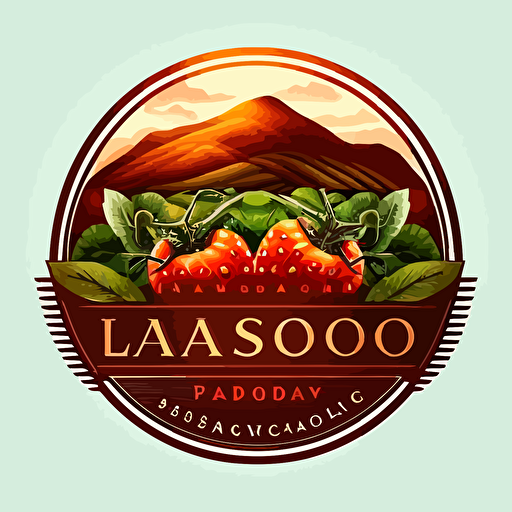 vector logo luxury style tomatoes in a greenhouse located on the slope of volcano company name Lavarosso