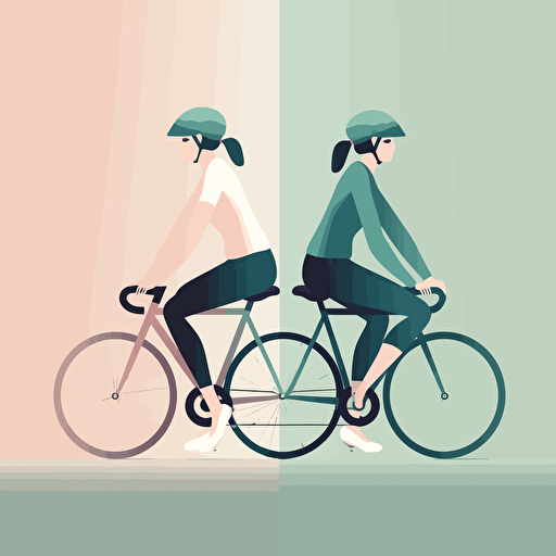 side view of two cyclists. vector illustration. minimal.