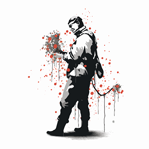 banksy, funny vector image, white background, culture in a bewinderment