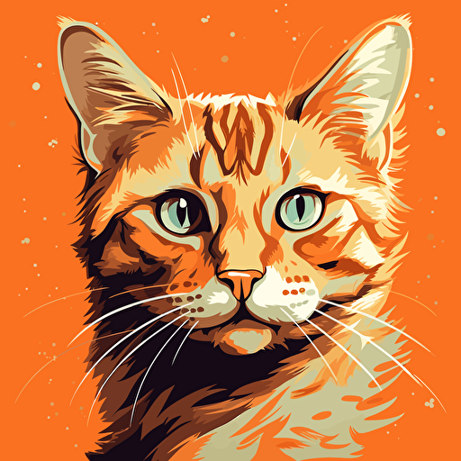 vivid orange tabby cat, vector child illustration