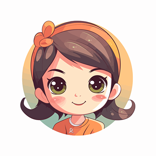 cute girl animed vector logo, no background