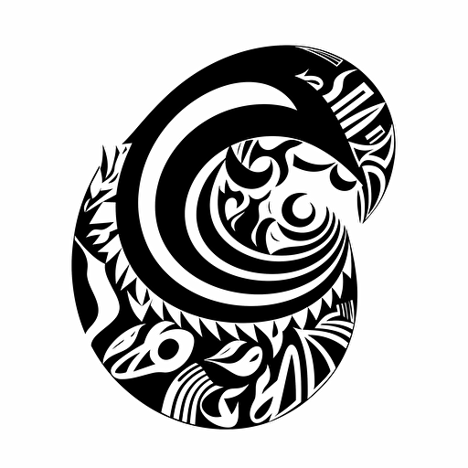 black and white linocut clean white background, banda tube forming a number 0 , in the style of sosaku hanga , vector
