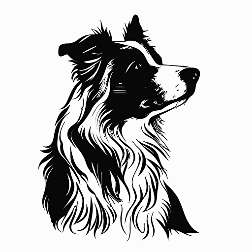 A logo of a dog in a vector style that looks simple without a background with the colors black and white