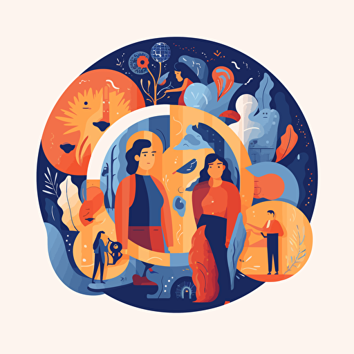Person finding, realizing and paying attention to unique talents and differences from other people. Psychological concept of human authenticity, otherness and uniqueness. Flat vector illustration