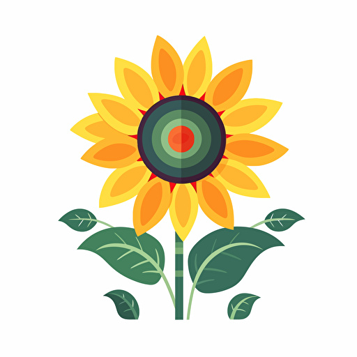 a simple vector like flat style sunflower on white background, modern look