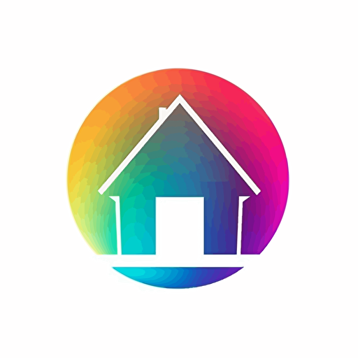 logo, house in changing light spectrum, minimalistic, vector. On white background
