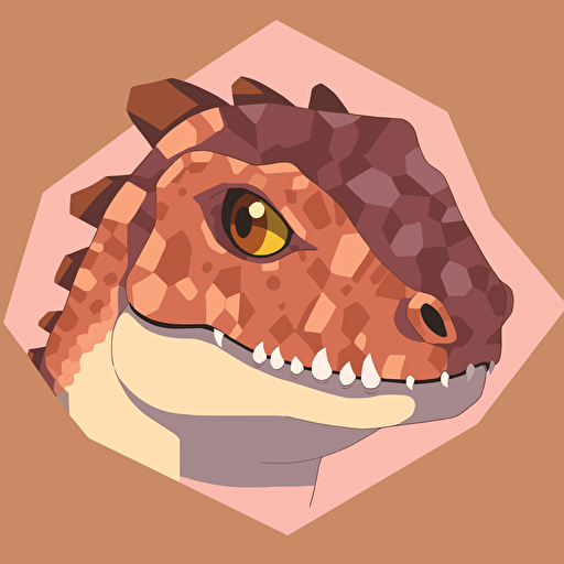 Tiled t-rex smiling head, flat, vector, no background