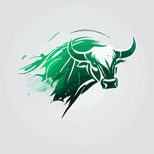 bull vector logo, green and white, minimalistic