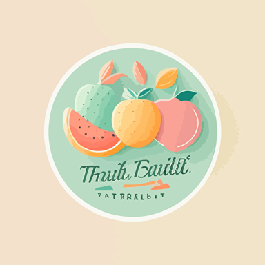 simple fruit logo, vector, flat design, youtube channel, simple recipe, pastel colors