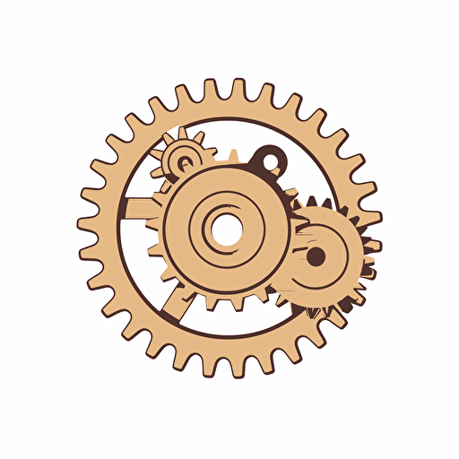 Simplified flat art vector image of a simple wooden gear on white background 3