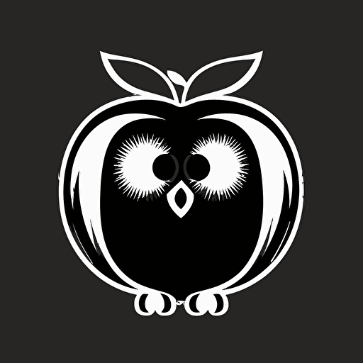vector logo of owl, simple, only black, white transparent background, 2d, flat, in the style of Apple design