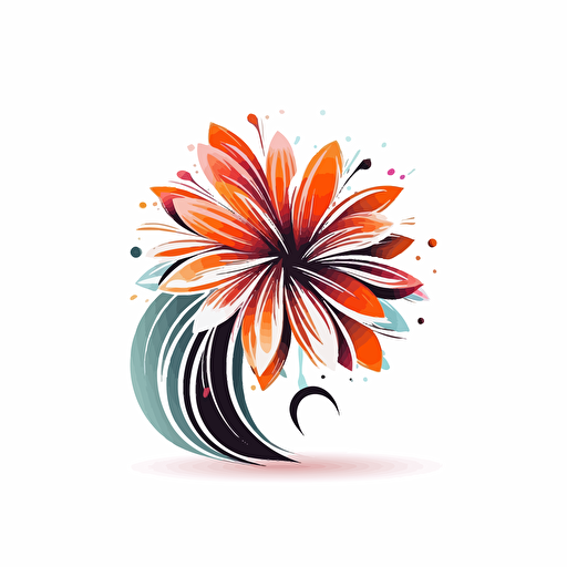 logotype for a brand with a growing flower, vector, art, white backround