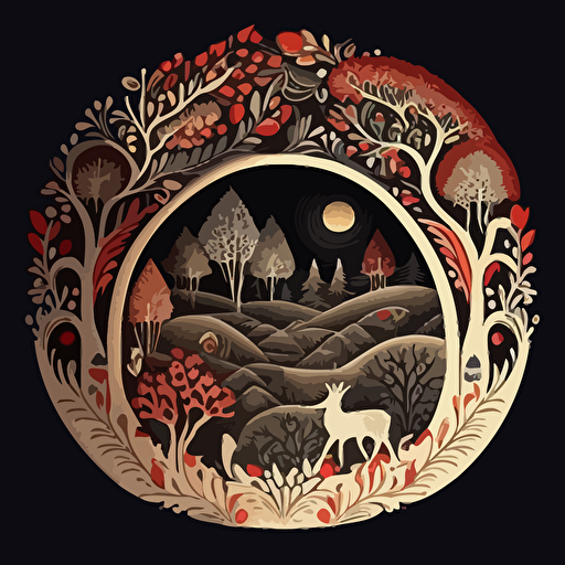 a cave in the mountains with vector woodcut filligrees golden and shimmering beautiful in the dusk and full of shadows::1 russian folk art::2 conte crayon charcoal brush smudge on vellum illuminated manuscript::1