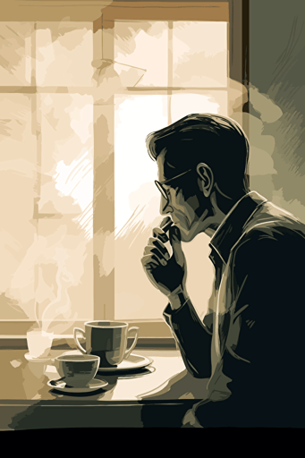 vector art, early morning coffee,