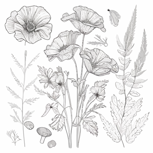 vector drawing botanical adult coloring pages