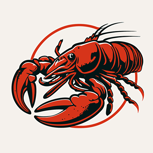 Red Lobstah, sports logo style, white background, vector