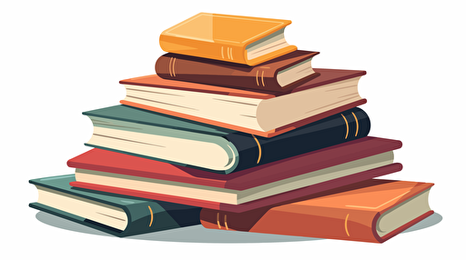 a pile of books, simple flat design, vector illustration, isolated elements, simple white background