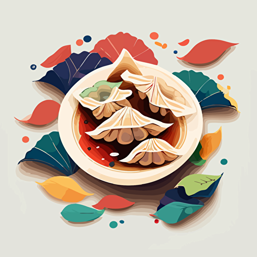 colorful vector art, chinese dumplings