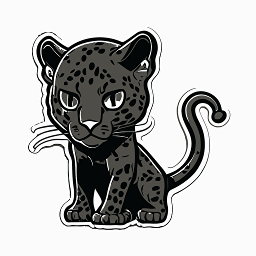 cute panther sticker die cut vector white background