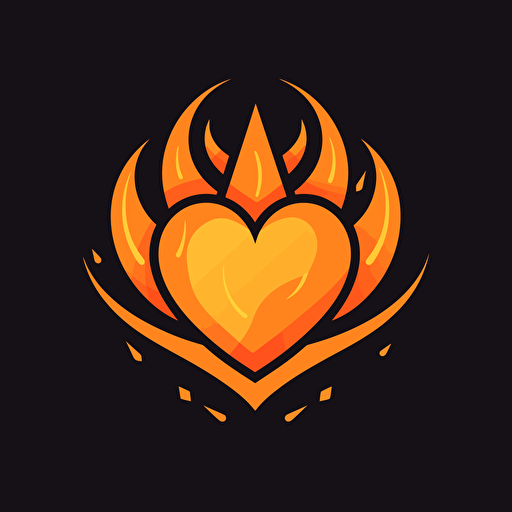 a vector art style logo of a heart on fire, representing resolve and perseverance