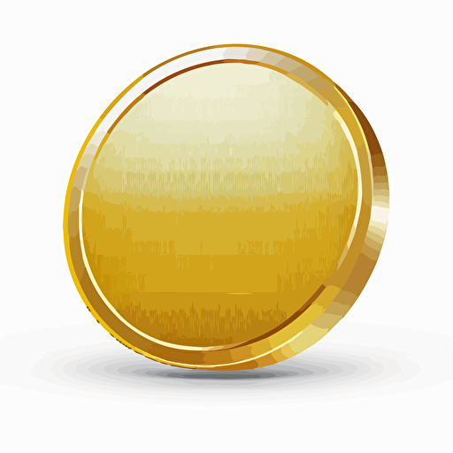 A gold coin icon. it is on the edge. Bright and voluminous, vector. White background.