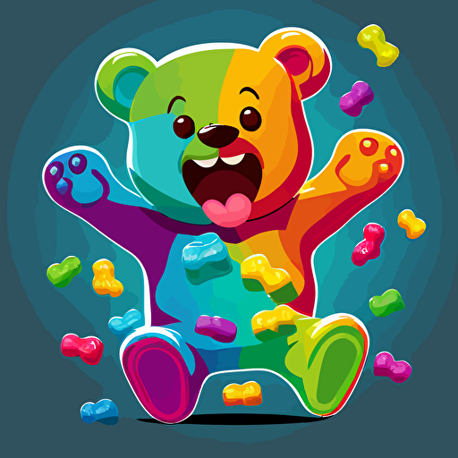 Happy gummy bear, colorfull, vector illustration