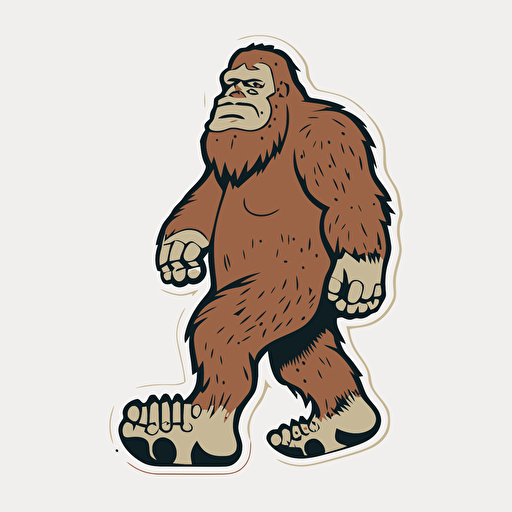 Big Foot, Sticker, Cute, Pastel, Digital Art, Contour, Vector, White Background, Detailed