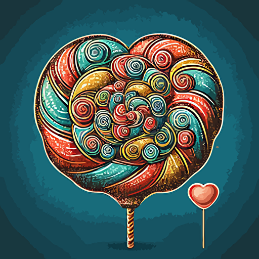 heart-shaped sucker, lollipop, illustration vector, detailed illustration, nostalgic illustration