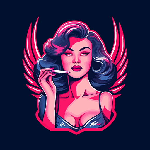 Logo female angel holding index finger in the lips Night Club vector logo, vector logo, vector art