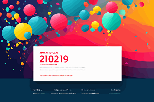 horizontal email invitation on full canvas, End of Year celebration, vector, bright contrasting colors, simple but beautiful