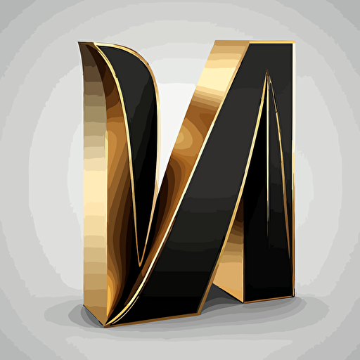 Black and Gold Capital letter M, white background , no textures,no extra noise, minimalist, simple and clean, vector art.