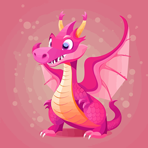 pink dragon cartoon style, vector
