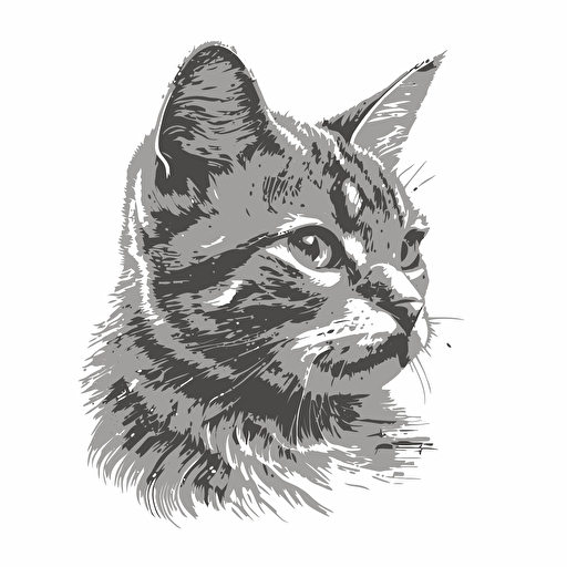 cat head pencil drawing on paper vector