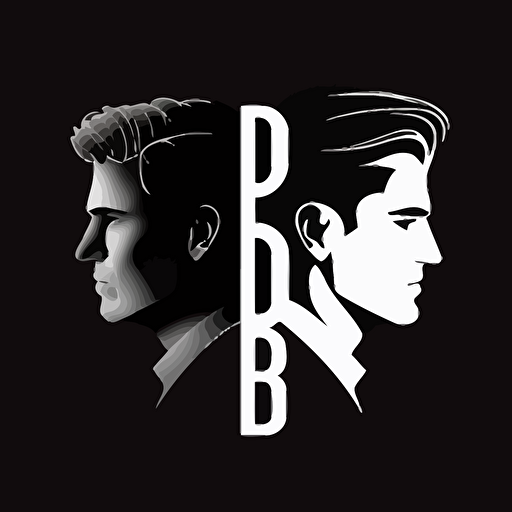 double b vector logo, , illustration, dark colors, flat design, modern style, black and white