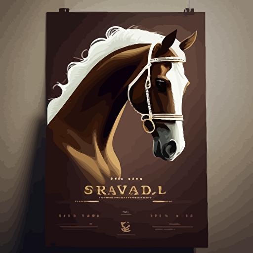 affiche, A3, publicité, écurie, vente, cheval marron devant et blanc back, style 1800, illustration, vectorized, flat, sans fond