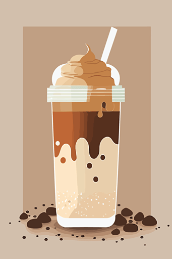 iced coffee in tumbler with lid, illustration style, flat vector